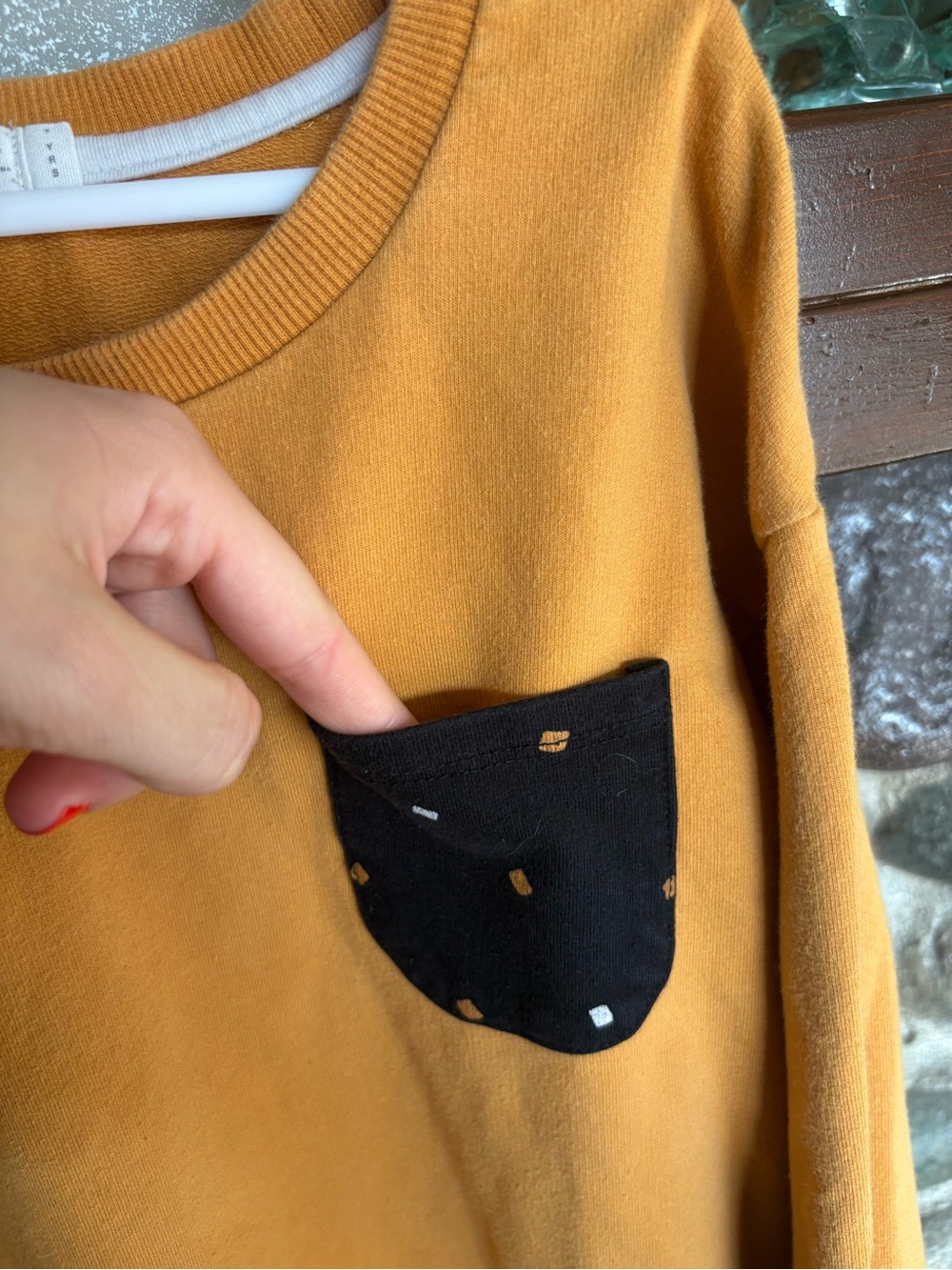 Miles Mustard Girls Sweatshirt Dress Size 7 French Terry Pocket Cozy Kids - Picture 6 of 8